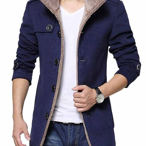 Navy Blue with Golden Cardigan In Fleece fabric - Premium cardigan from The Divine Shop - Just Rs.2499! Shop now at The Divine Shop