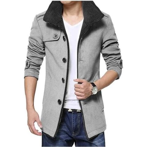 Grey with Black Cardigan In Fleece fabric - Premium cardigan from The Divine Shop - Just Rs.2499! Shop now at The Divine Shop