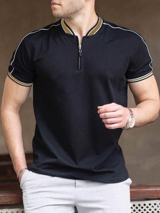 Madmext Smoked Polo Neck Men's T-Shirt 9281 ( Black )