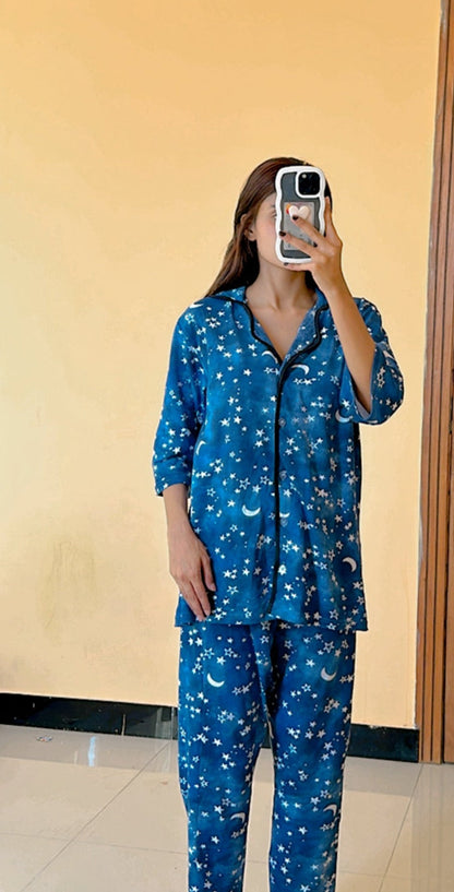 Blue Moon Star Night wear PJs in quater sleeves