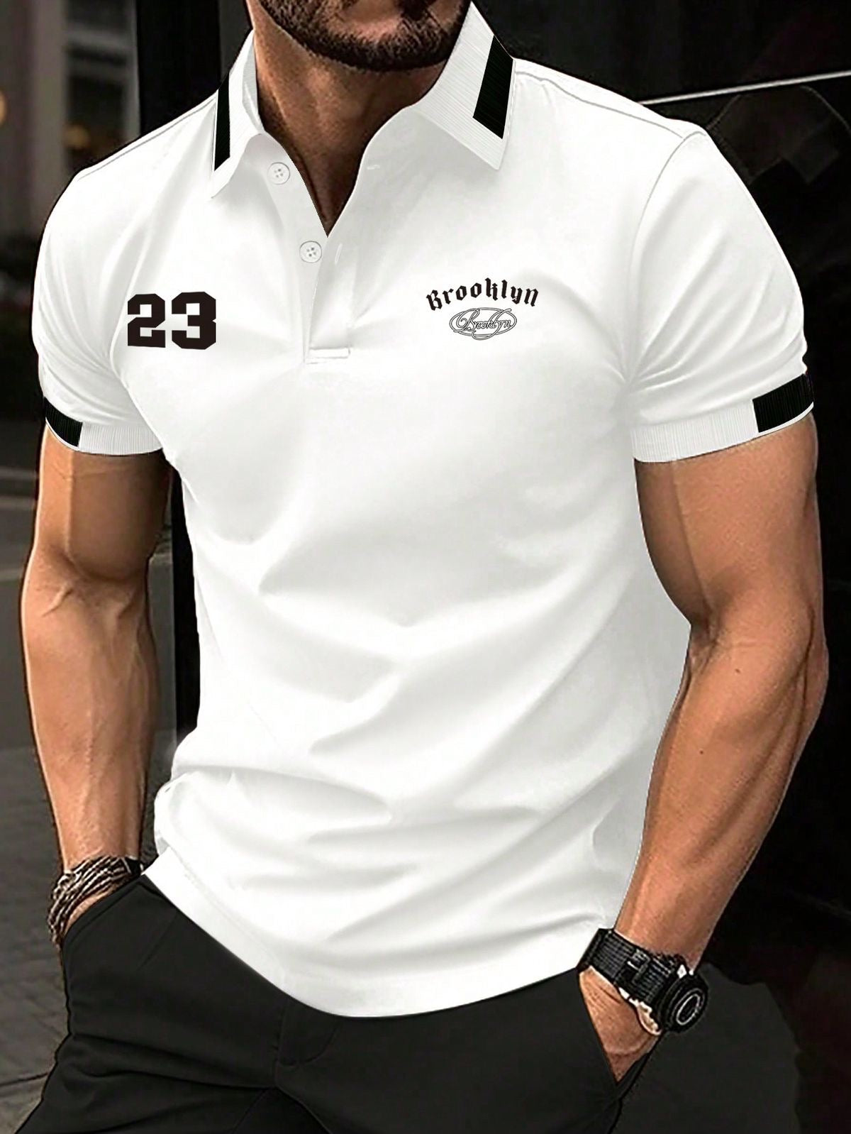 Manfinity Homme Polo Shirt Brooklyn In White - Premium Polo T-Shirt from The Divine Shop - Just Rs.2250! Shop now at The Divine Shop