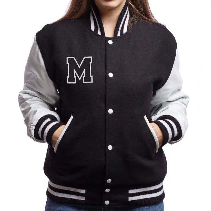 Women's Button Down Baseball Varsity Bomber Jacket (M) Printed - Premium Baseball Jacket from The Divine Shop - Just Rs.1999! Shop now at The Divine Shop