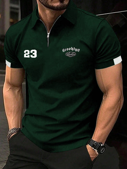 Half Zipper Hoomie Polo Shirt Brooklyn In Bottle Green