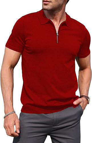 Maroon Zipper Polo T-Shirts