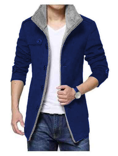 Navy with Grey Cardigan In Fleece fabric - Premium cardigan from The Divine Shop - Just Rs.1999! Shop now at The Divine Shop