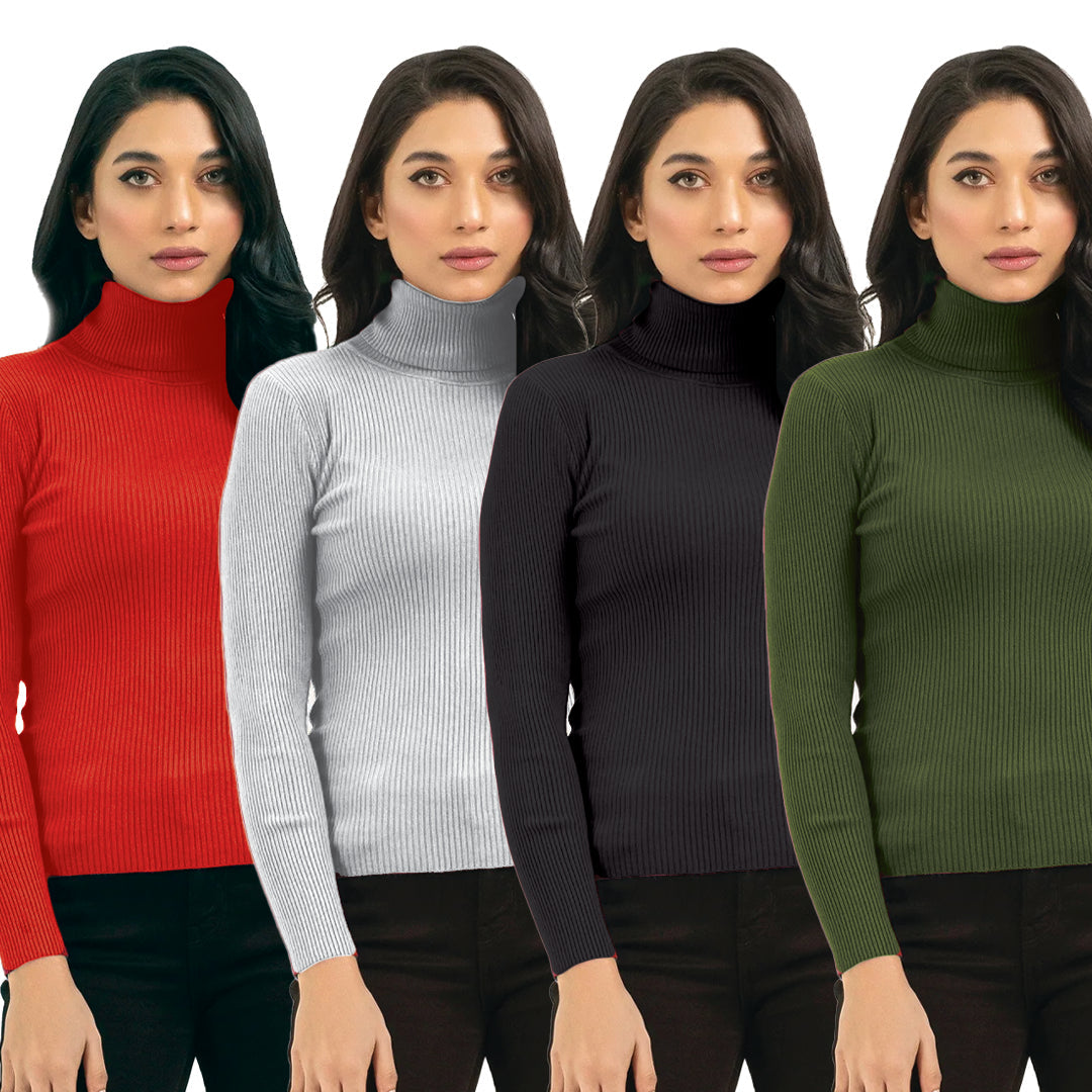 Bundles Of 4 Basic Turtle Neck - Premium High Neck from My Store - Just Rs.4390! Shop now at The Divine Shop